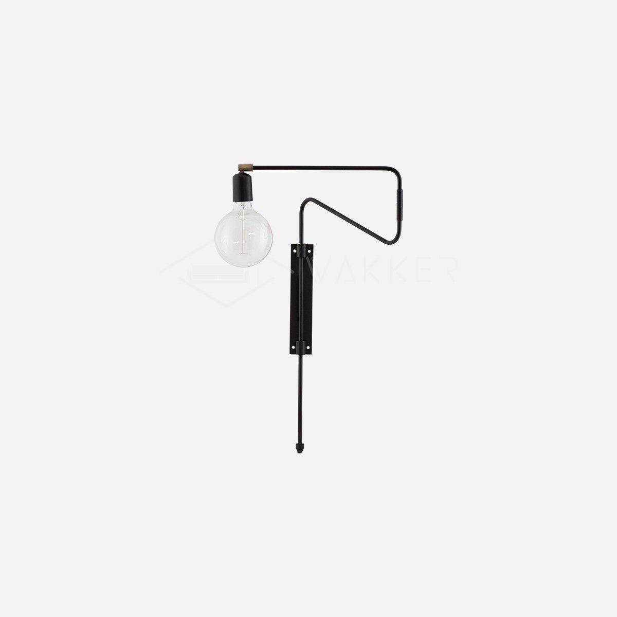 European plug Swing Wall Lamp in Black, with dimensions 27.6" in diameter and 26.4" in height (70cm x 67cm).