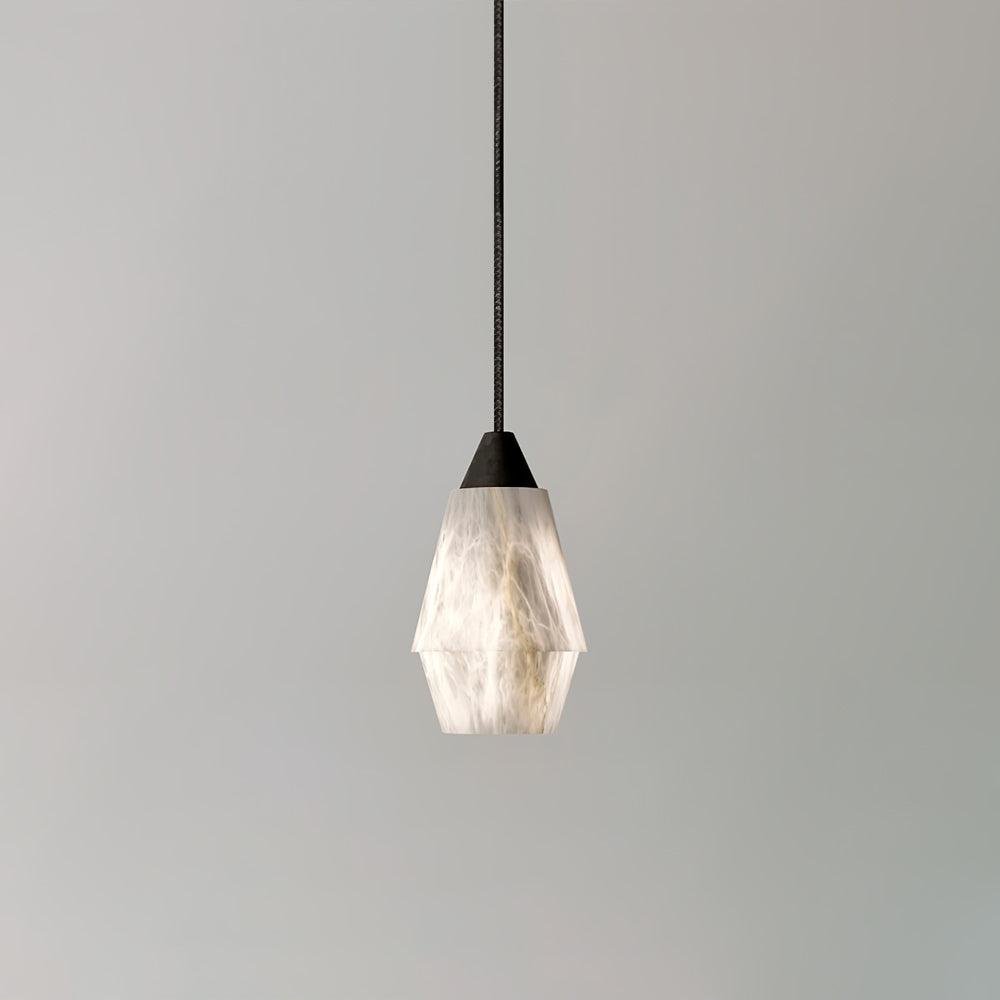 Pendant Lamp Model B with a Diameter of 4.7 inches and Height of 8.3 inches, or 12cm x 21cm, in Black or White color options.