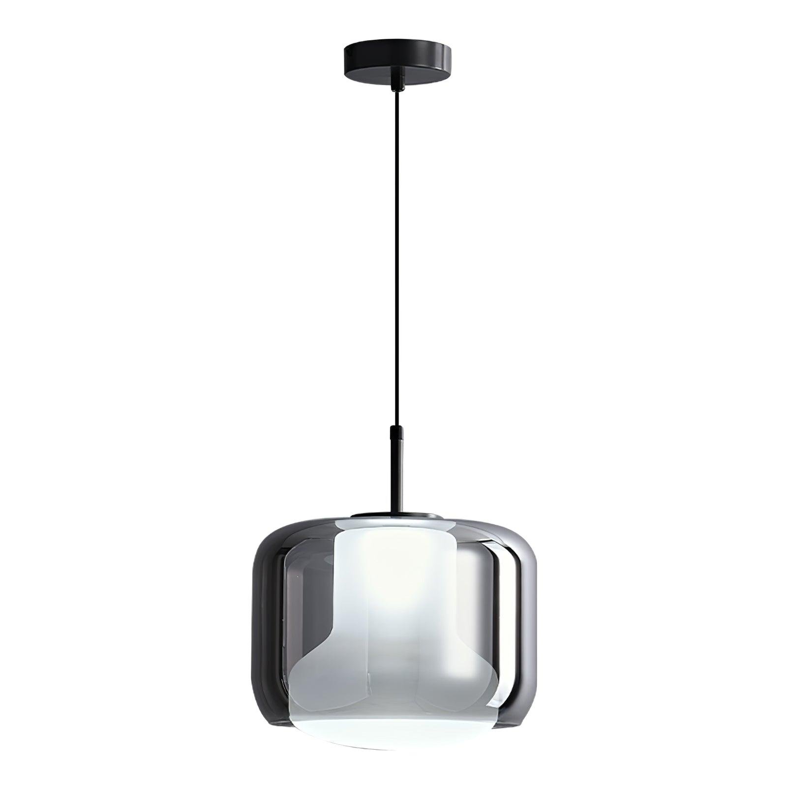 Cool Light Titan Glass Pendant Lamp, Smoke Gray/Black, 10.2" Diameter x 11.4" Height (26cm Dia x 29cm H)