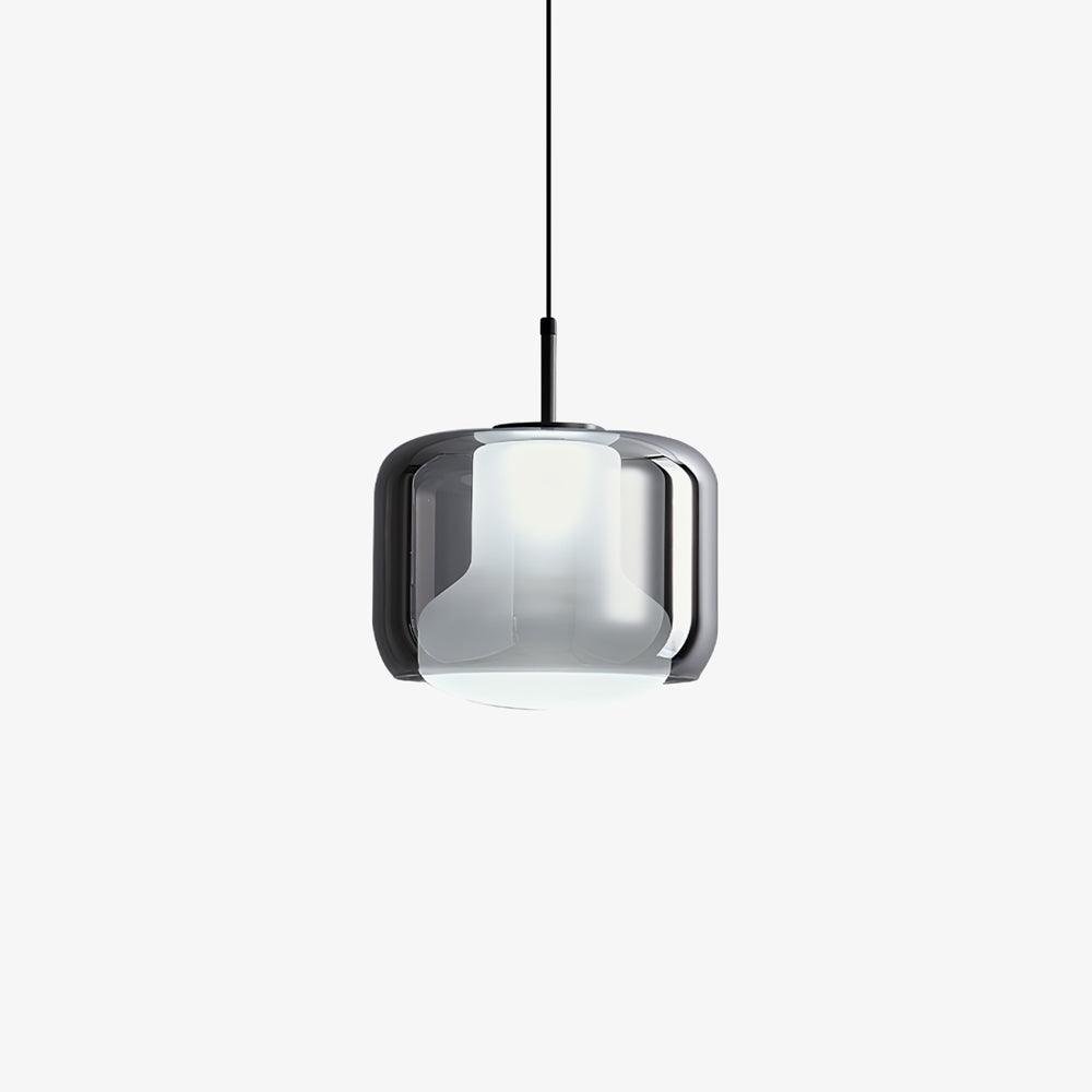 Smoke Gray/Black Titan Glass Pendant Lamp, Diameter 7.5 inches x Height 9.8 inches (19cm x 25cm), Emitting Cool Light