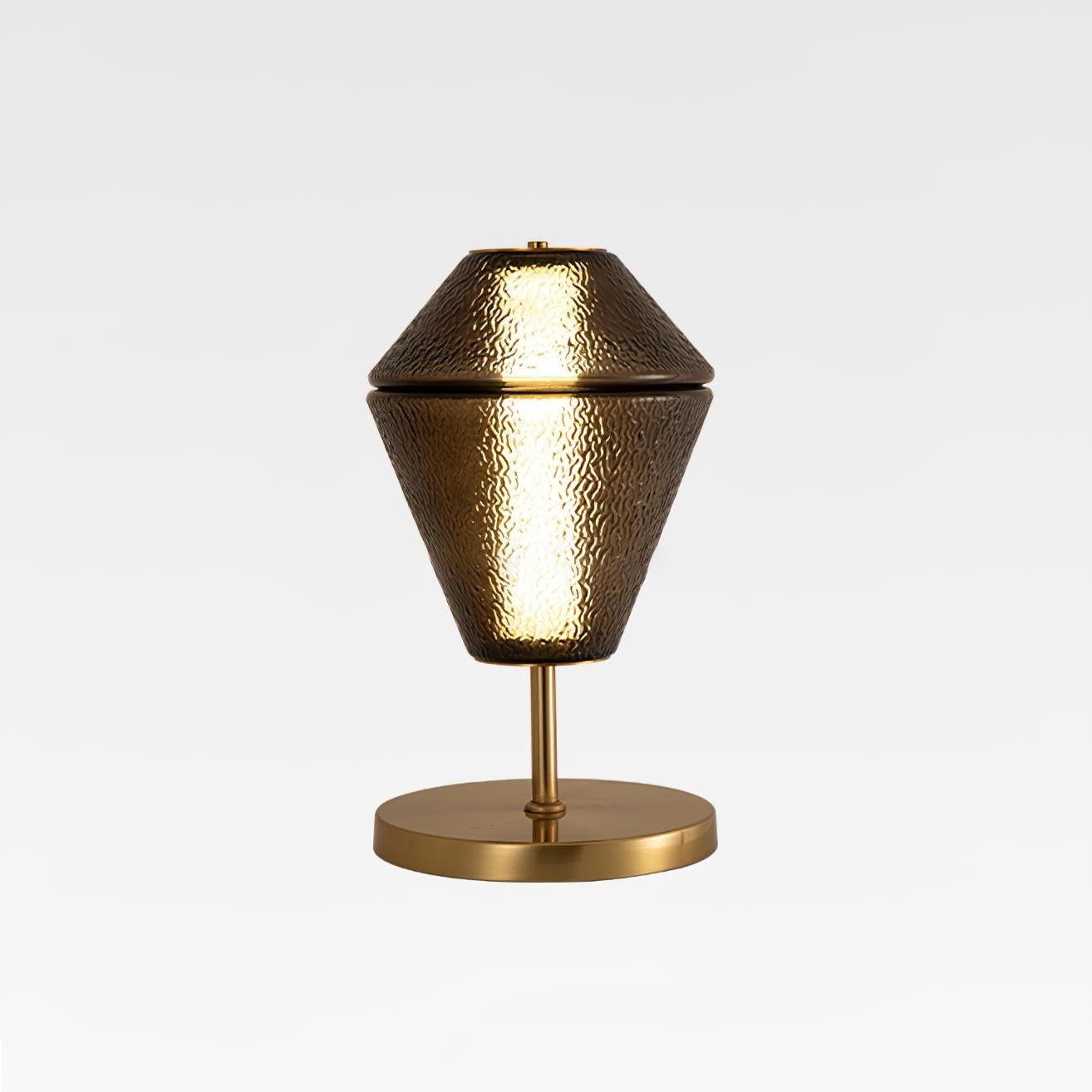 Amber Totem Table Lamp with EU Plug: Diameter 8.6" x Height 16.5" (22cm x 42cm)