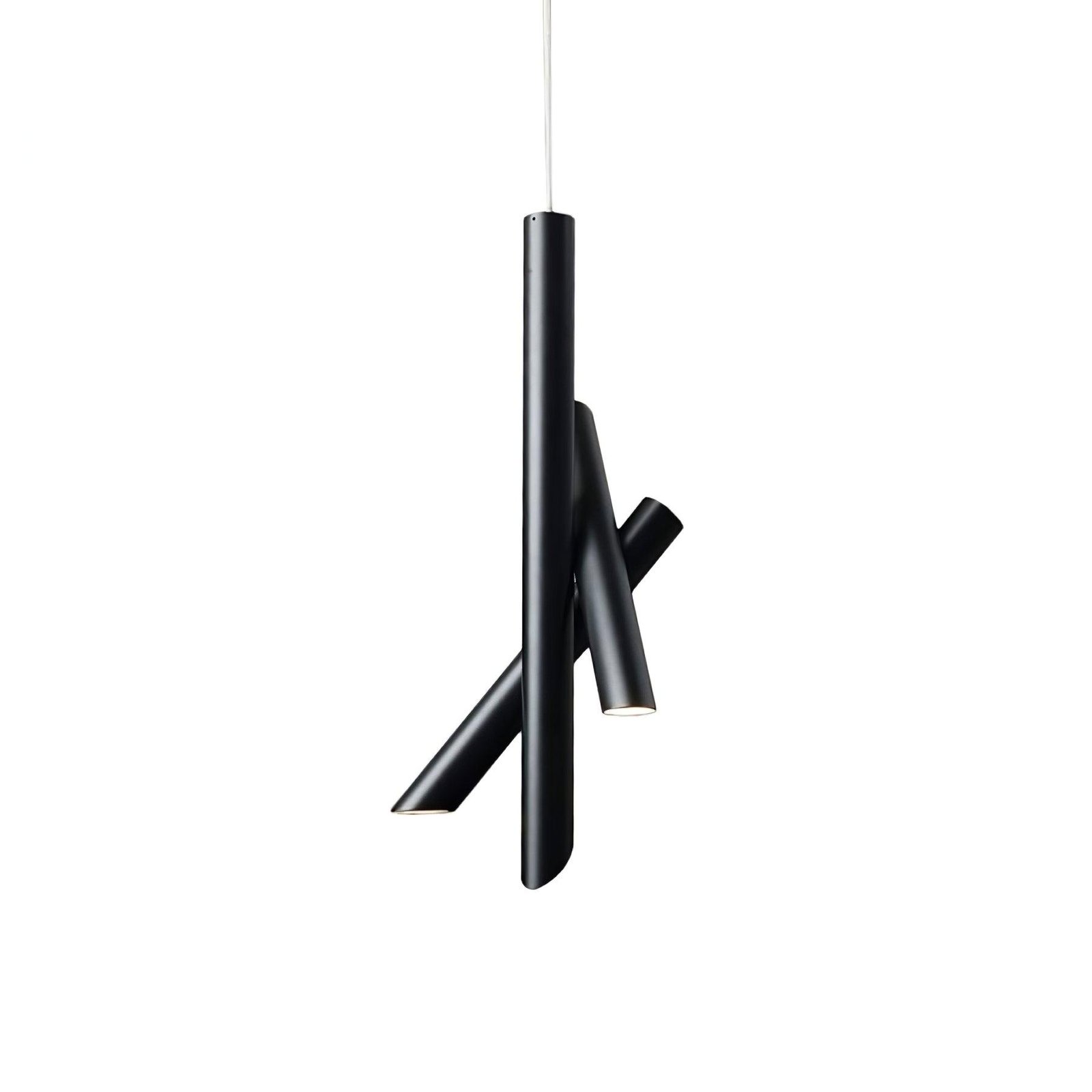 Black Cool Light Tubes Pendant Light with a diameter of 9.8 inches and a height of 19.6 inches (or 25cm x 50cm)