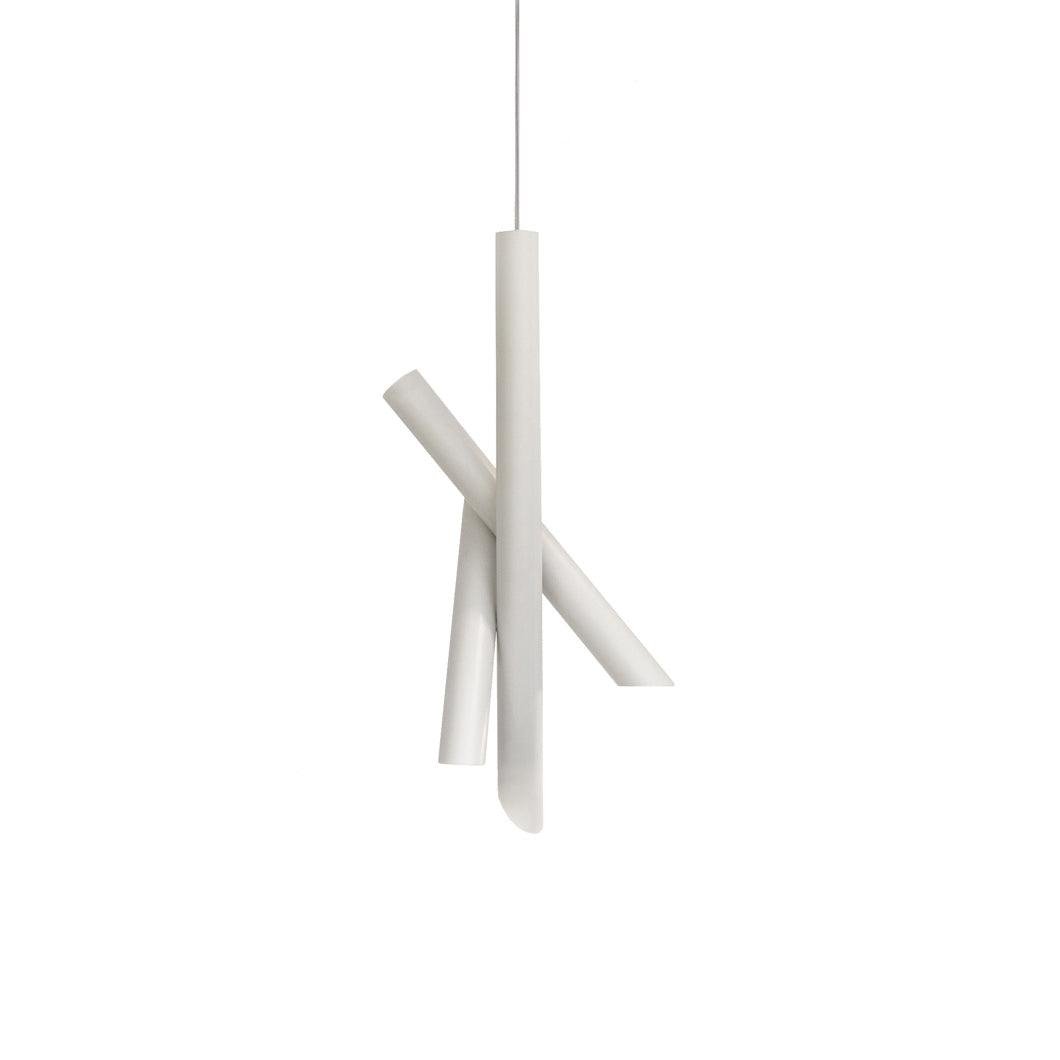 White Tubes Pendant Light, measuring approximately 9.8 inches in diameter and 19.6 inches in height (or 25cm x 50cm), with a cool light feature.