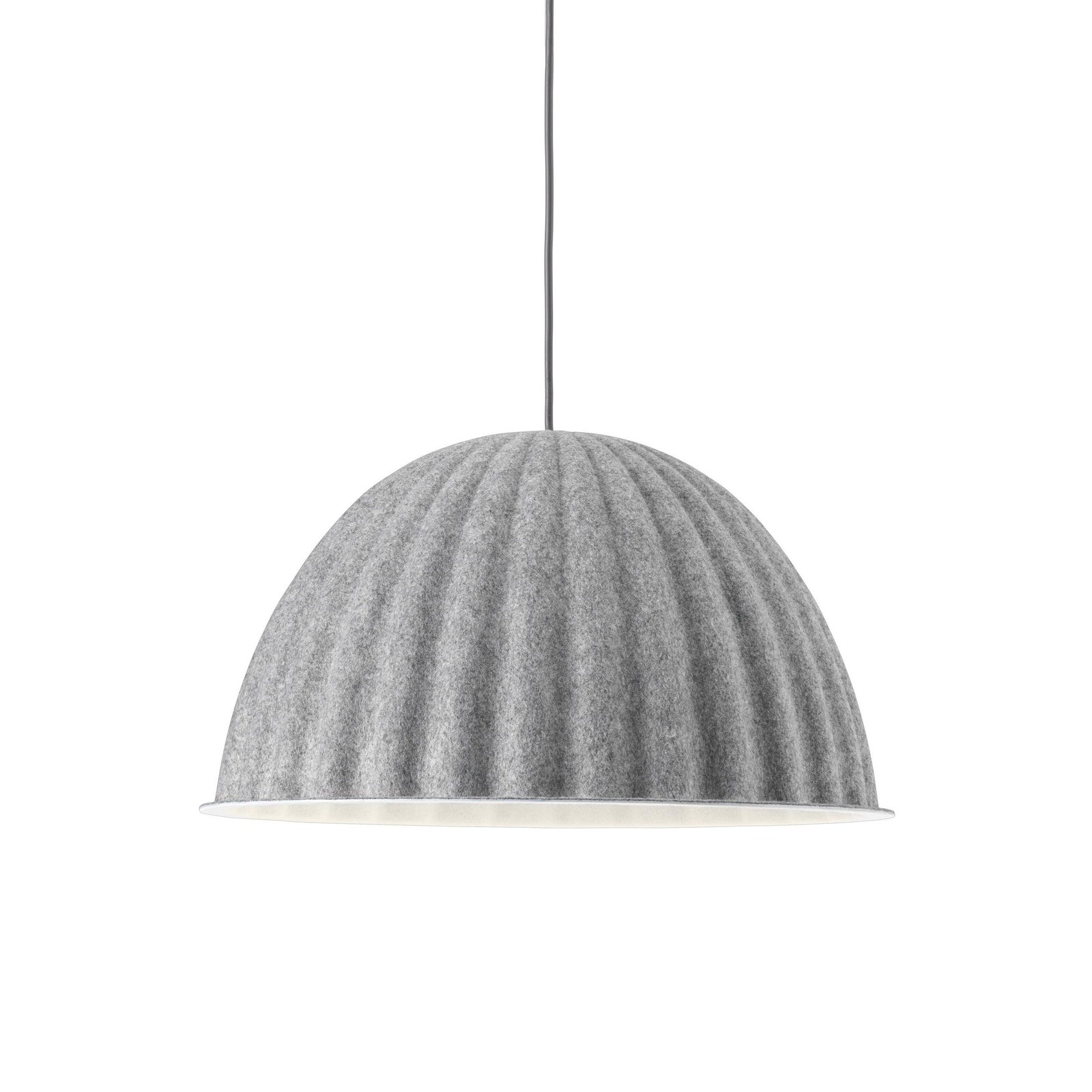 Grey Under The Bell Pendant Lamp with a diameter of 21.7 inches and a height of 11.8 inches (or 55cm x 30cm).