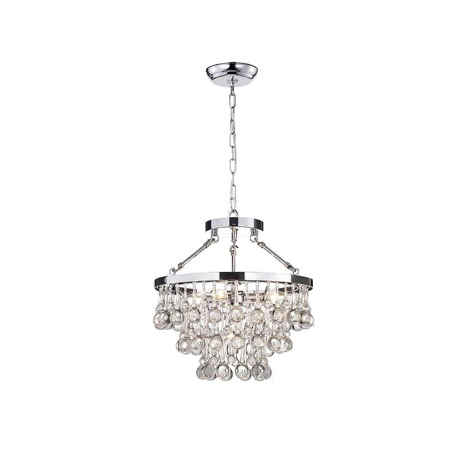 Unique Tiered Crystal Chandelier with 4 heads, Chrome finish - Diameter 15.7 inches x Height 15.4 inches (40cm x 39cm)