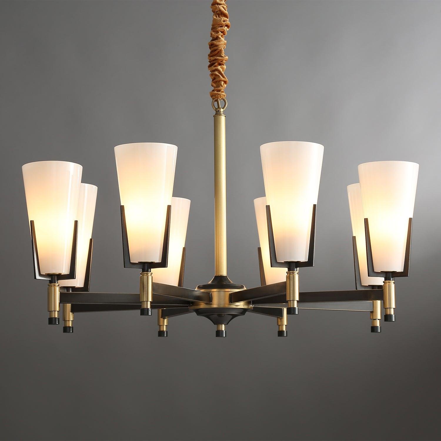 Black and White Upton Chandelier with 8 Heads - Diameter 30.7 inches x Height 18.9 inches (78cm x 48cm)