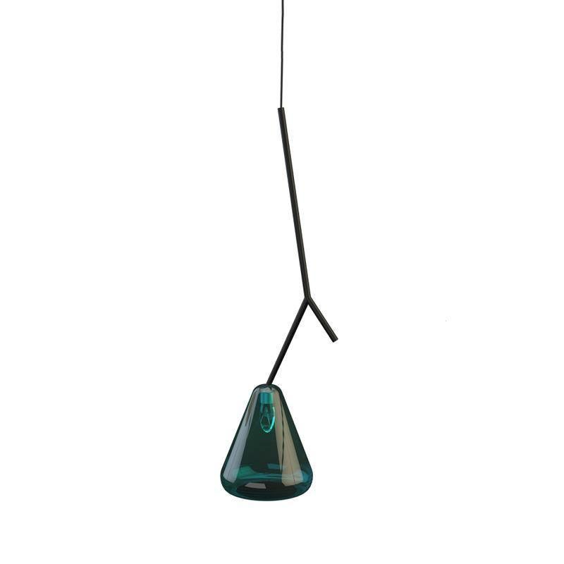 Blue Vanamo Pendant Light with a diameter of 5.9 inches and a height of 19.7 inches (or 15cm x 50cm)