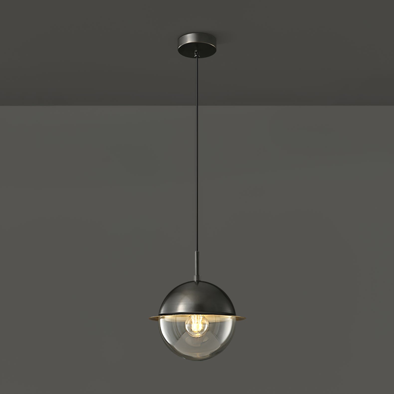 Black Varus Pendant Lamp, with a diameter of 7.1 inches and a height of 9.4 inches (18cm x 24cm)