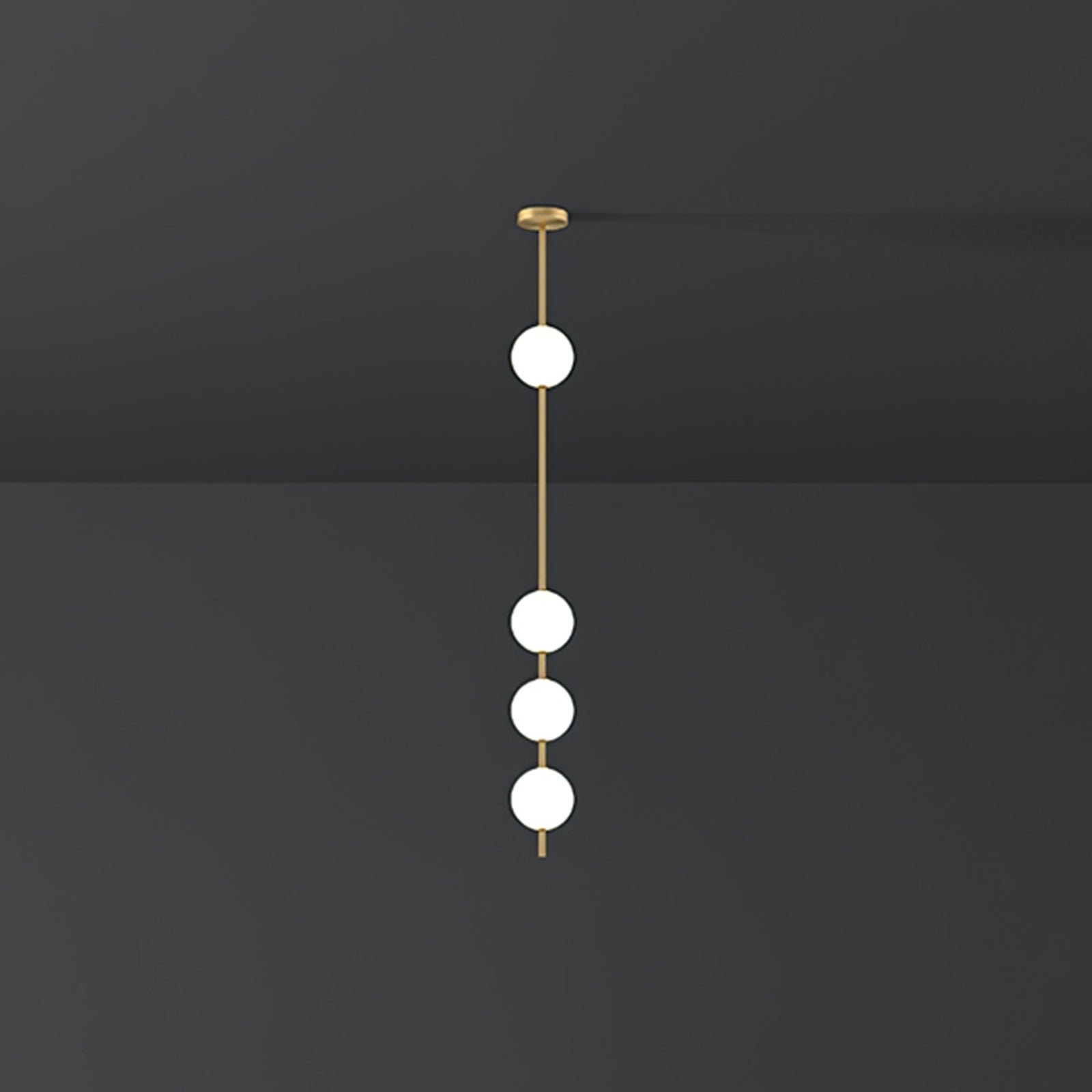 Vertical Balls Pendant Lamp with 4 Lamps - Brass/White, Warm White Illumination - Dimensions: Diameter 4.7 inches x Height 49.6 inches / Diameter 12cm x Height 126cm