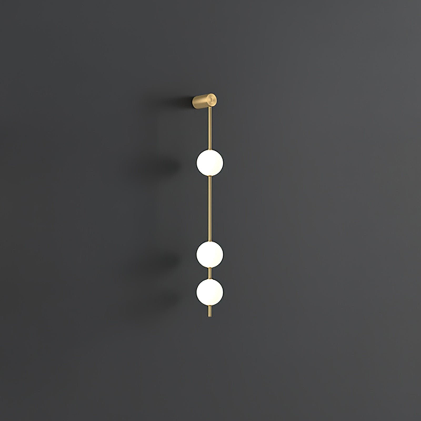 Set of 2 Brass and White Vertical Balls Wall Lamp with 3 Lamps, emitting Warm White Light