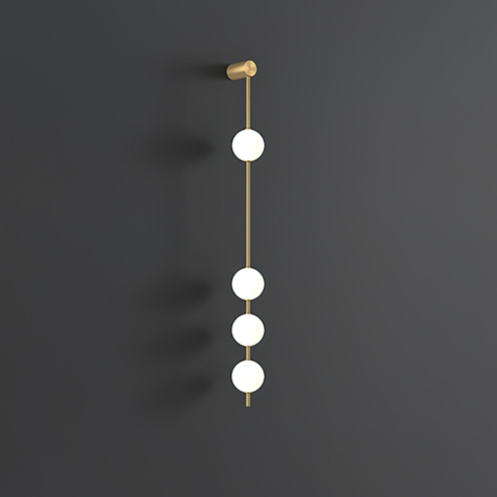 Vertical Arrangement Wall Lamp with 4 Lamps: 4.7 inches Diameter x 51.2 inches Height (12cm x 130cm), Available in Brass or White Finish, emits Warm White Light