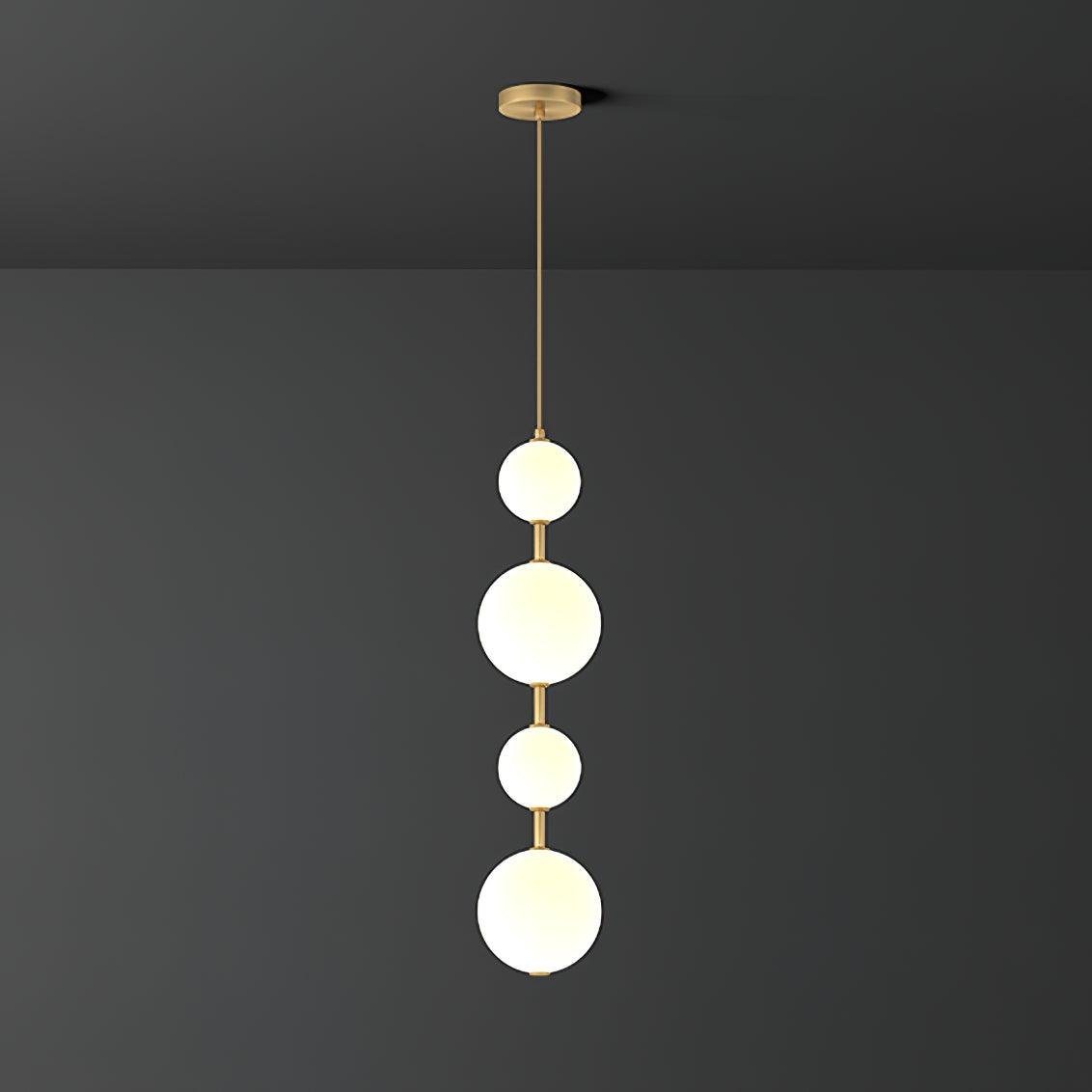 Brass Vertical Globe Pendant Lamp in Cool White, Dimensions ∅ 5.9″ x H 25.6″ (Dia 15cm x H 65cm)
