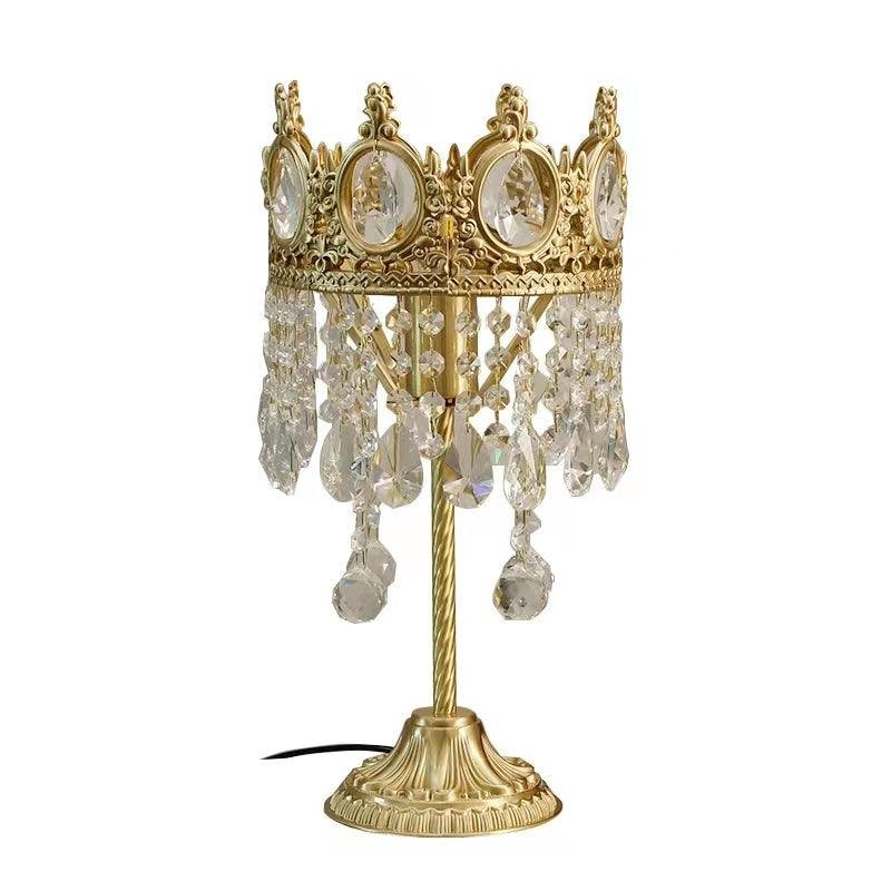 Vintage Crystal Table light ∅ 7.9″ x H 17.7″ , Dia 20cm x H 45cm , Copper plating , EU Plug