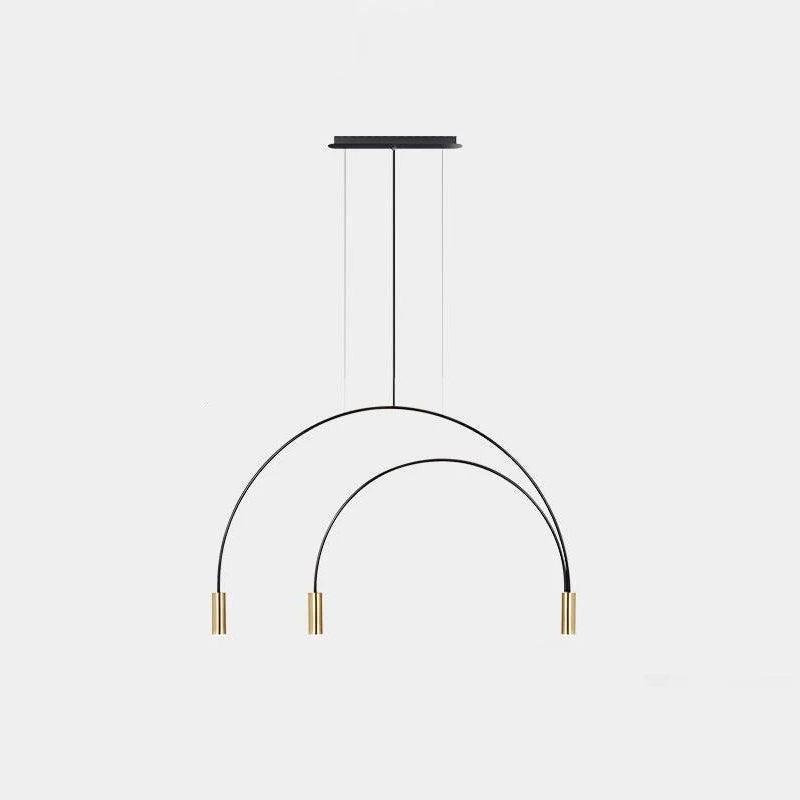 Gold Arcs Pendant Light with 3 Heads: Pendant Dimensions - Length: 34.3 inches, Height: 20.5 inches; Arch Dimensions - Length: 87cm, Height: 52cm