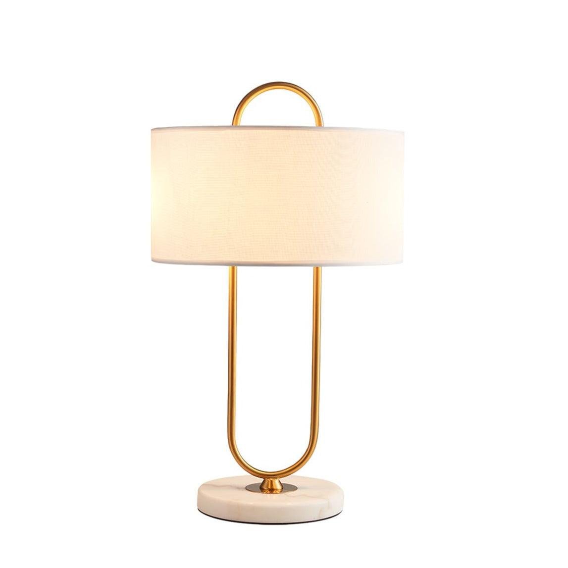 Warner Table Lamp - Diameter 13″ x Height 22.8″ , Diameter 33cm x Height 58cm , Gold and White , European Plug.