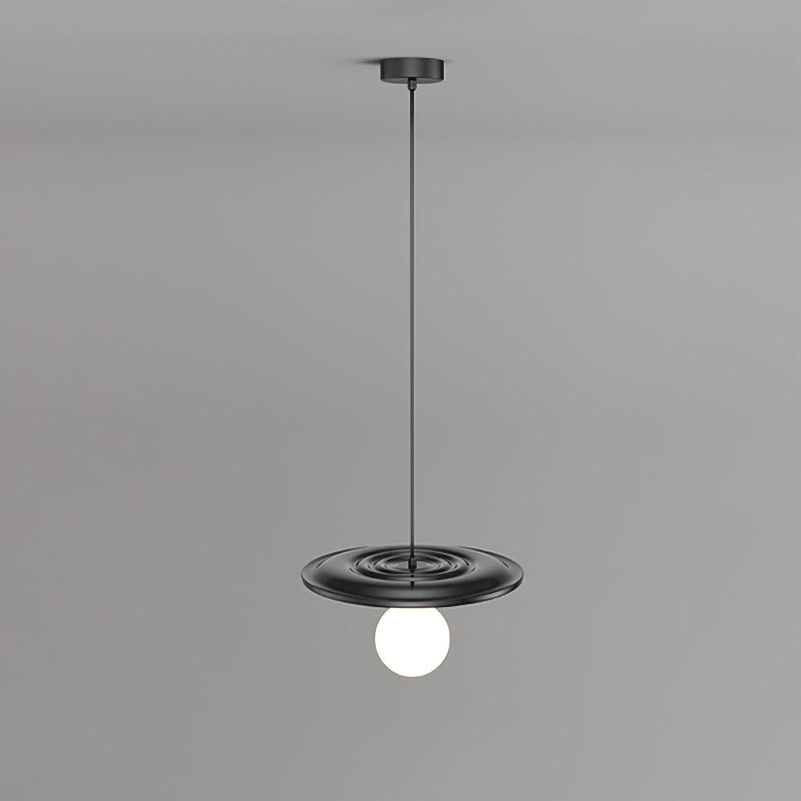 Black Water Ripple Pendant Lamp with a diameter of 11.8 inches and a height of 59.1 inches, or 30cm x 150cm.
