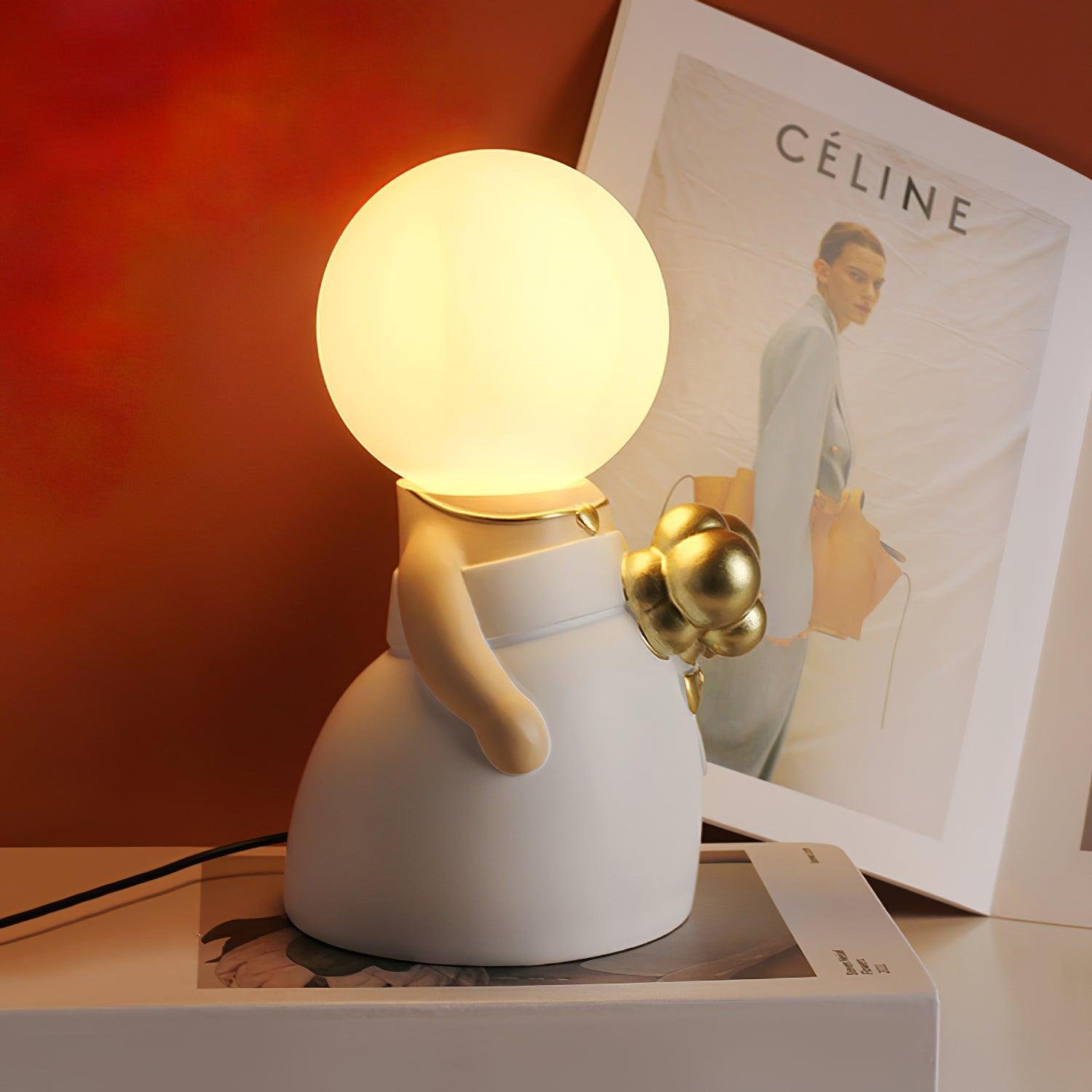 Wedding Table Lamp Madam for Decoration, White color, with dimensions of ∅ 4.9″ x H 8.7″ (12.5cm x 22cm)