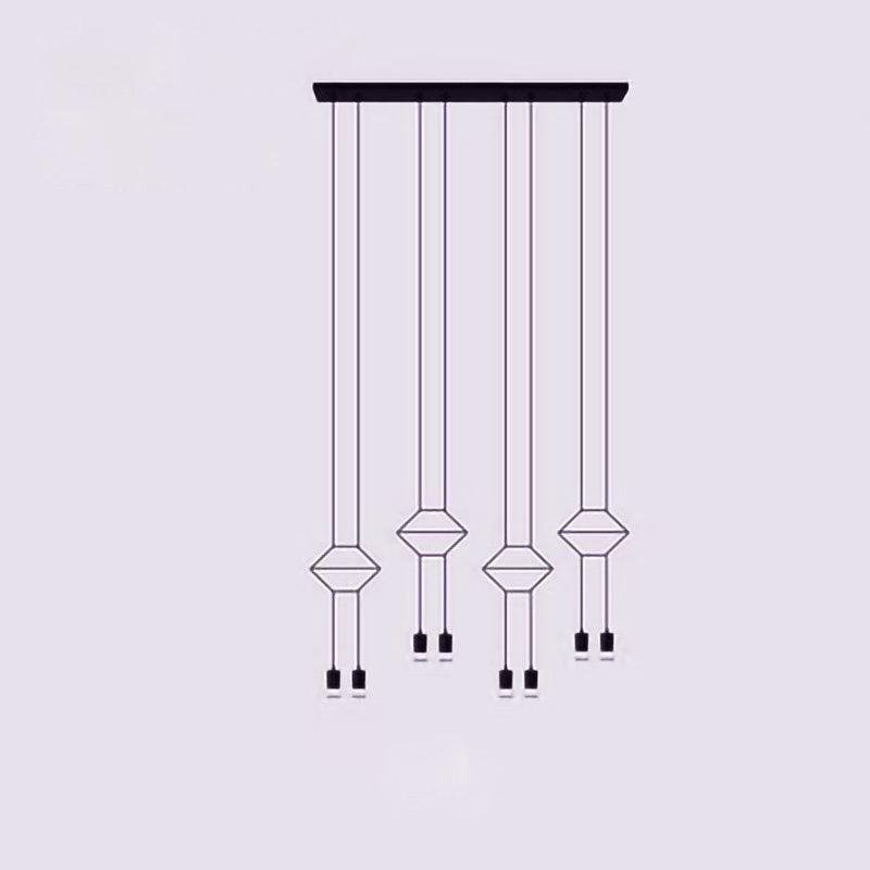 Black Line Art Pendant Light with a diameter of 47.2" and a height of 78.7" (or 120cm x 200cm)