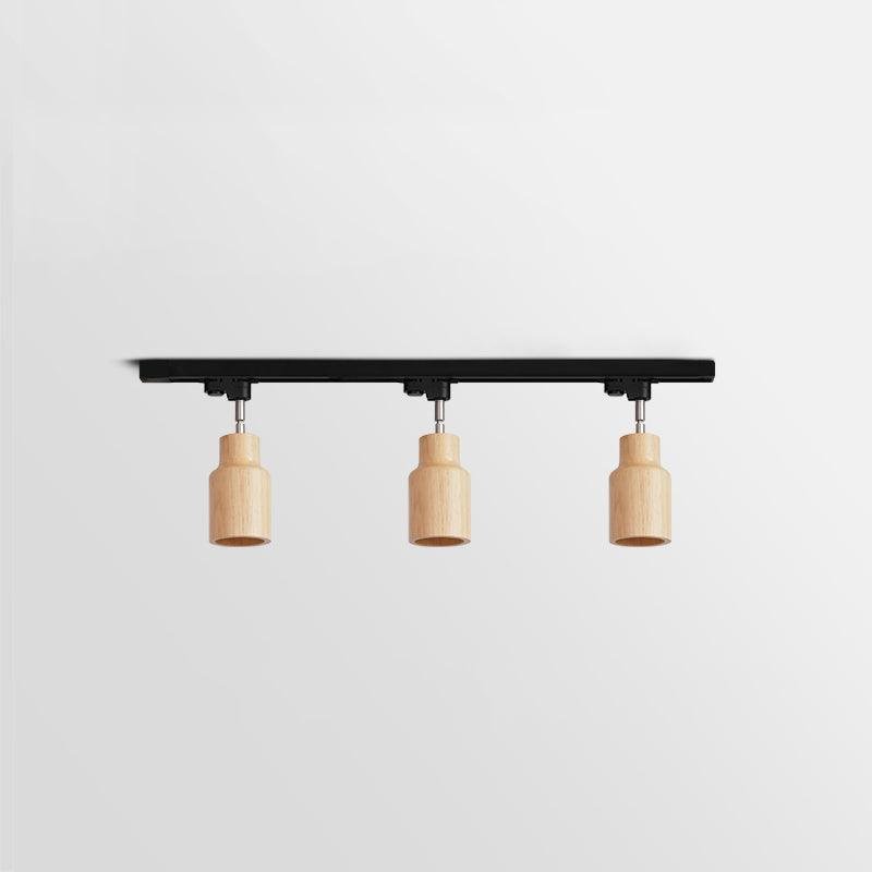 Wooden Tri-Headed Ceiling Lamp with a length of 39.4 inches and a height of 9.1 inches (100cm x 23cm)