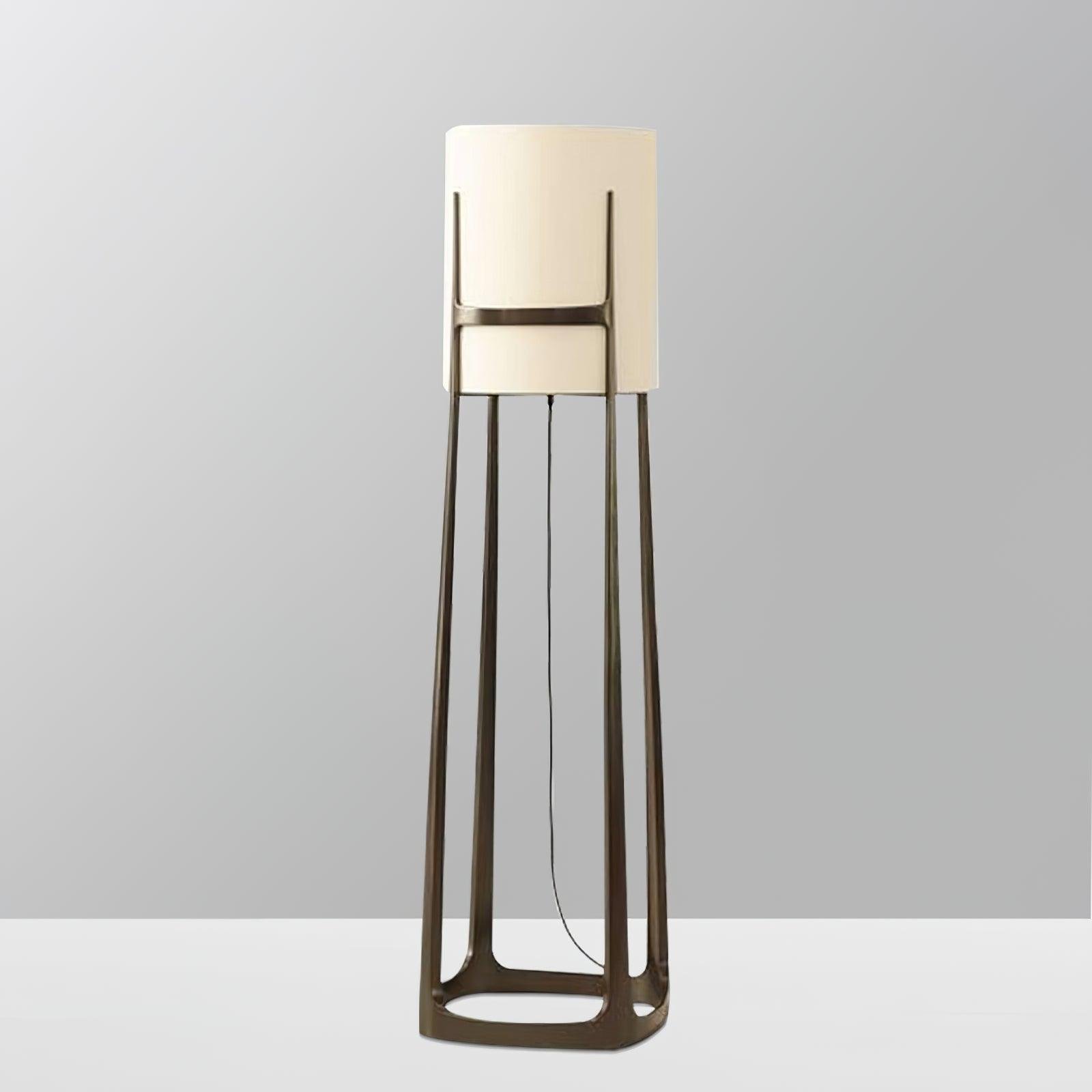 X+L 04 Floor Lamp with a diameter of 15 inches and a height of 64 inches, or 38cm x 162.5cm, featuring a brushed bronze finish and a UK plug.