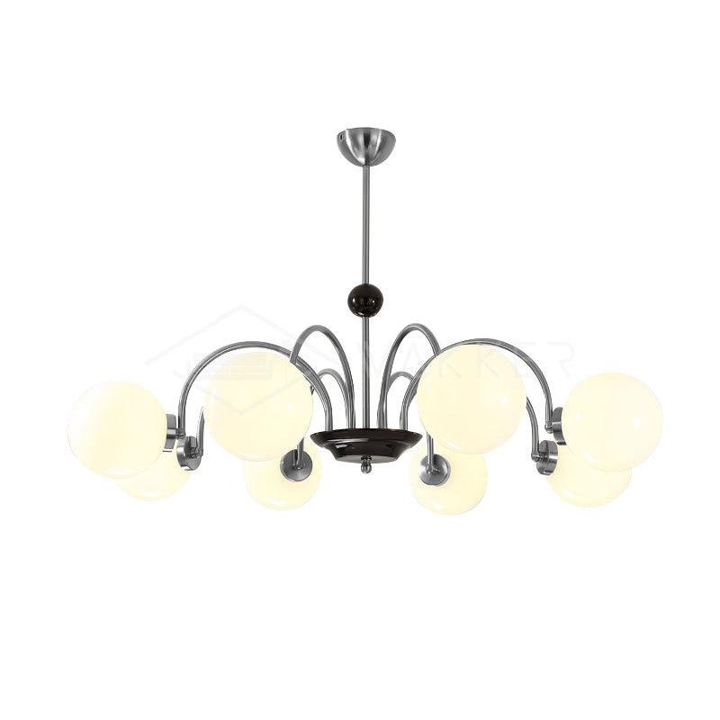 Yisu Chandelier 8 heads in Chrome: Diameter 35.4 inches x Height 13.8 inches (90cm x 35cm)