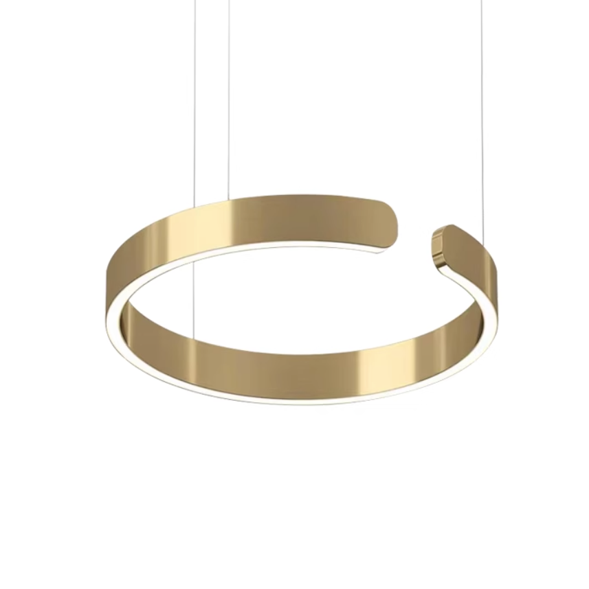 Gold Yuan Pendant Light with a diameter of 31.5 inches (80cm) and emits a cool white light.