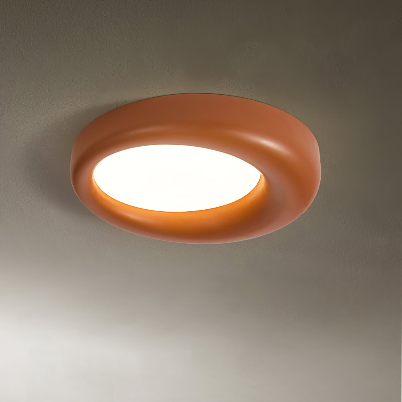 Ceiling Lamp in Orange with Cool White Light, Diameter 28.3 inches x Height 7 inches (72cm x 18cm)