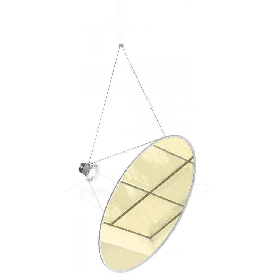 White Amisol Pendant Lamp emits cool white light and measures 27.6 inches (70 cm) in diameter and 15.7 inches (40 cm) in height.
