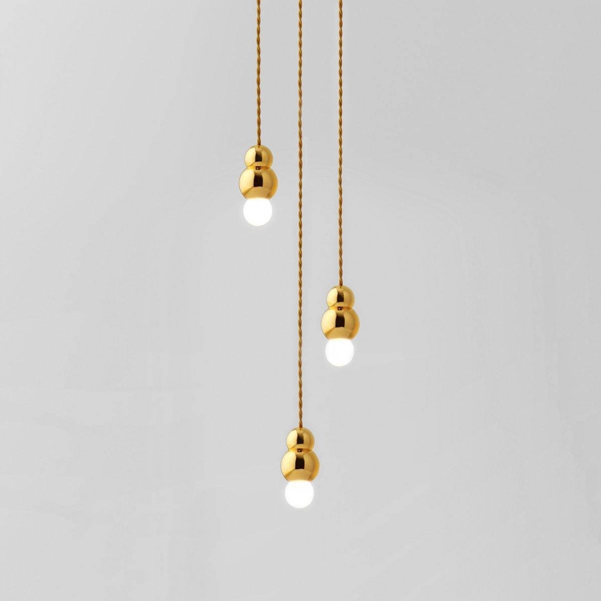 Gold Ball Pendant Light Series with 3 Heads, Adjustable Flex Cord, and Dimensions of ∅ 3.9" x H 6.81" (10cm x 17.3cm)