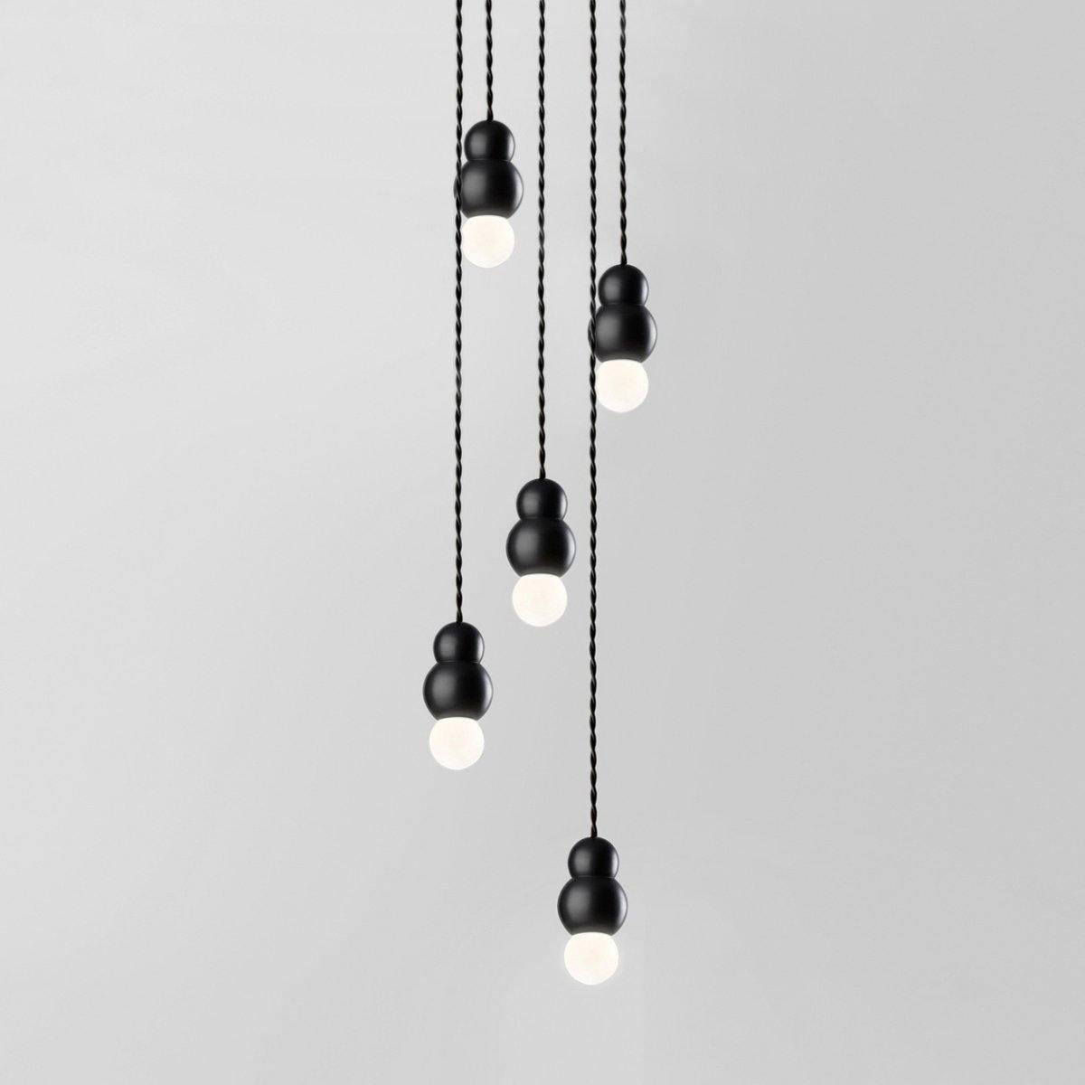 Black Flex Ball Light Pendant Series 5heads with a diameter of 3.14 inches and a height of 5.03 inches (8cm x 12.8cm)