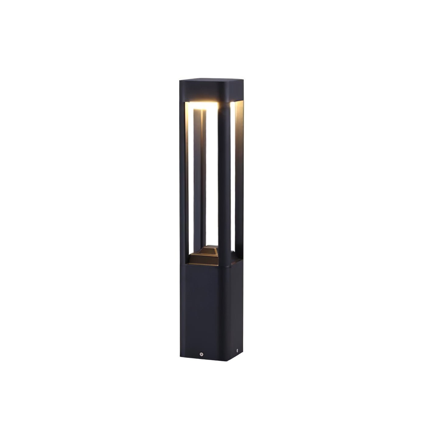 Black Rectangular Column Garden Light with a diameter of 3.9 inches and a height of 23.6 inches, or 10 cm and 60 cm respectively, emitting Cool Light.
