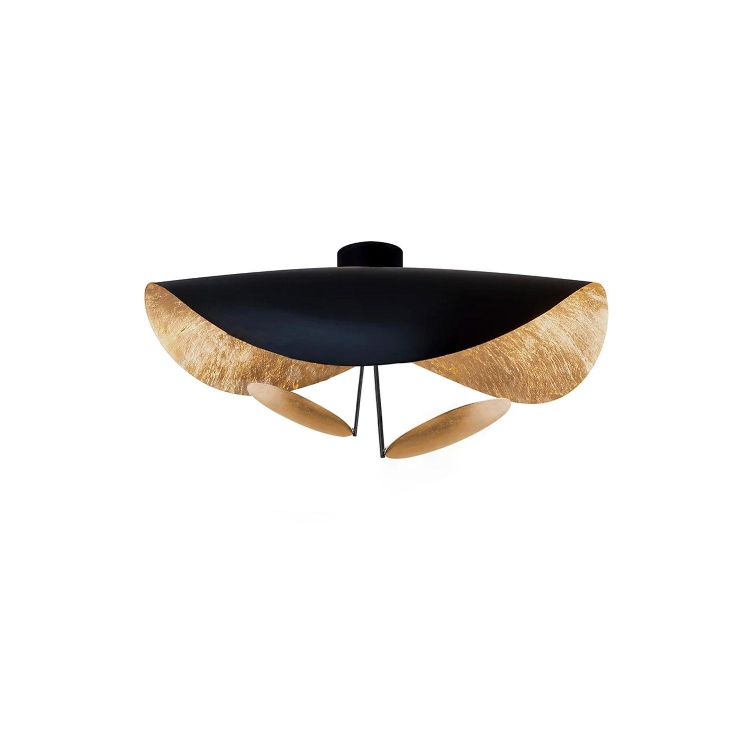 Black+Gold Lederam Manta Ceiling Light in Cool White (6000K), with a diameter of 31.5 inches and a height of 15.7 inches (80cm x 40cm).