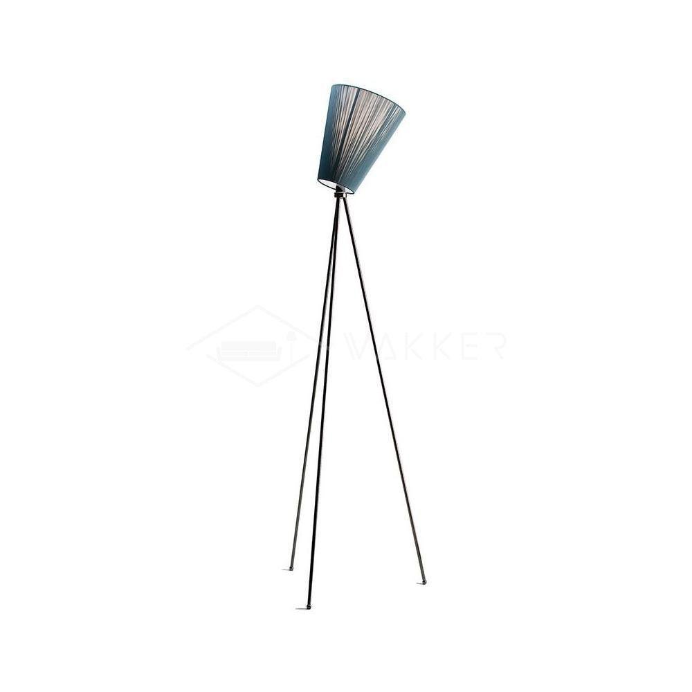 Black and Blue Modern Oslo Wood Floor Lamp with EU Plug
