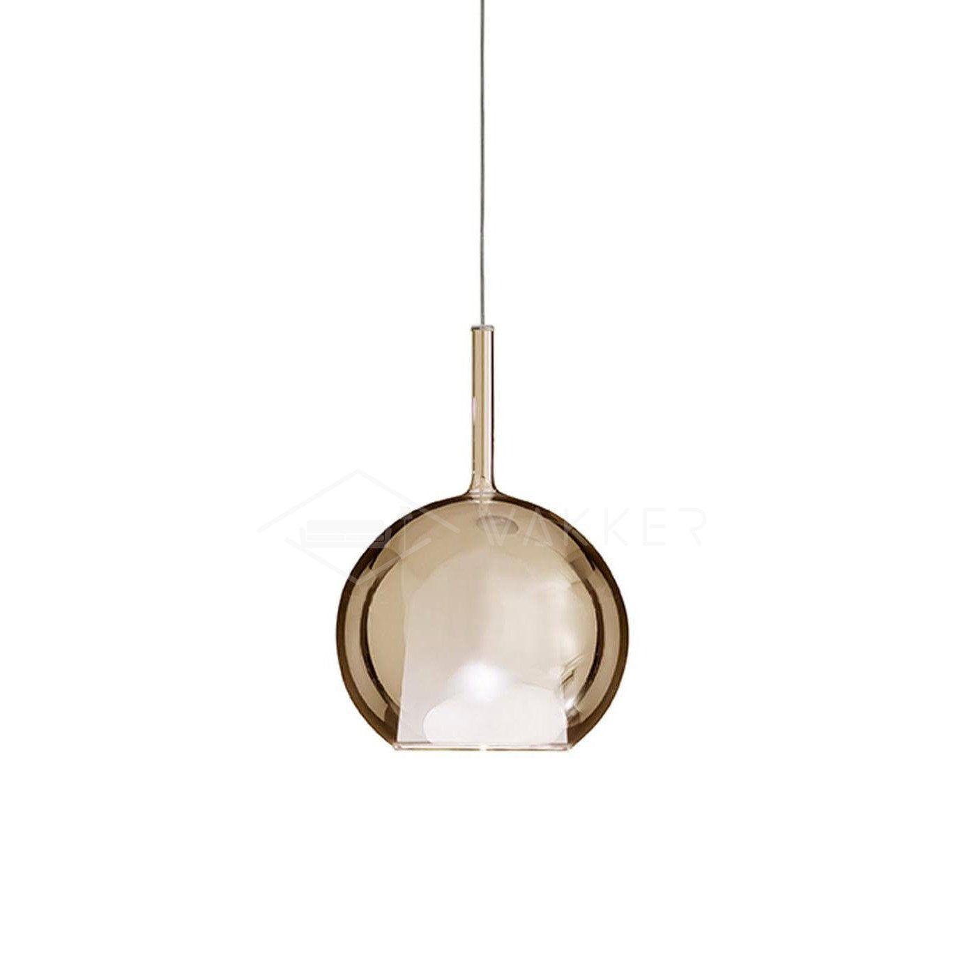 Light Amber Glo Pendant Light with a diameter of 9.8 inches and a height of 16.9 inches (25cm x 43cm).