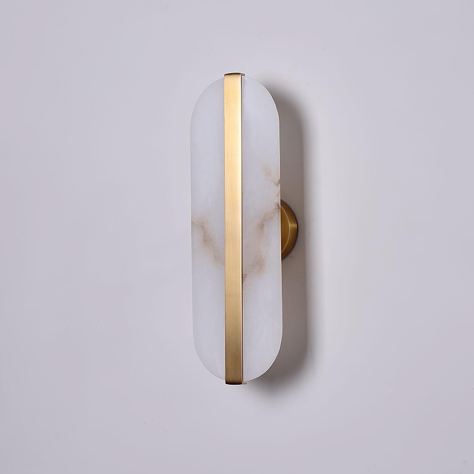 Set of 2 Alabaster LED Sconces with Stone Wall Design in Brass and White