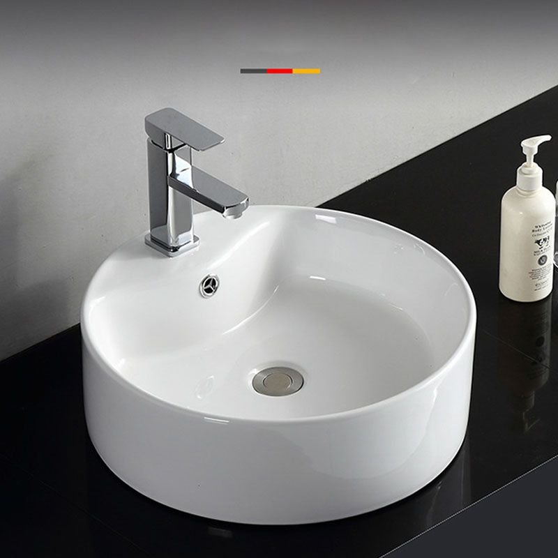 Rectangular and Round Vessel Sink in white with No Craftsmanship Basin Sink - Sink with Faucet 18"L x 18"W x 6"H