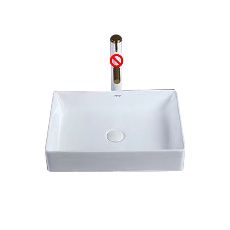 Rectangular Contemporary Style Porcelain Bathroom Sink - Trough Sink (Faucets Not Included) - Dimensions: 20"L x 14"W x 4"H