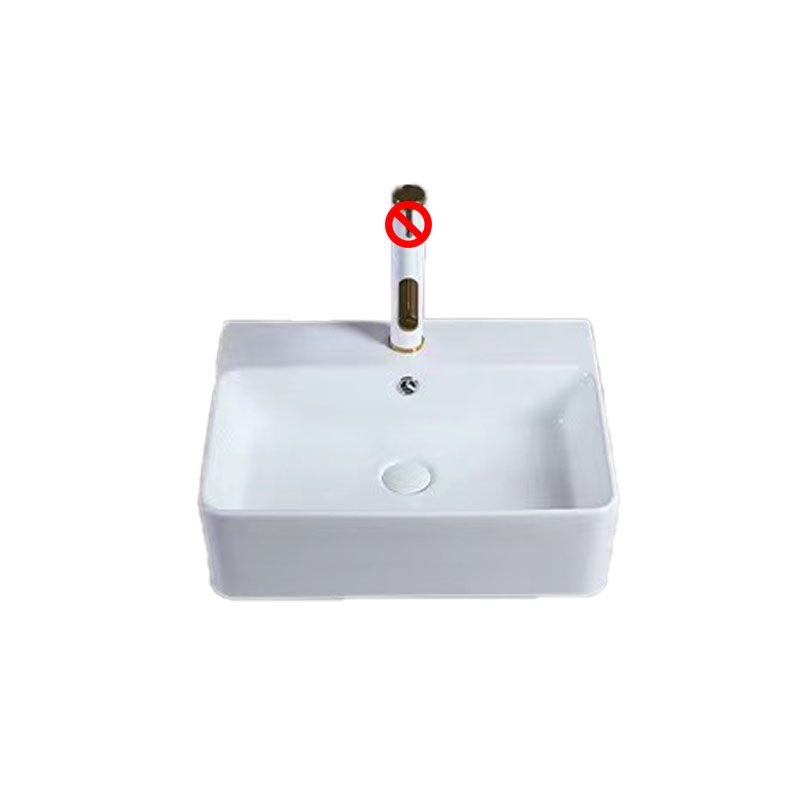 Rectangular Porcelain Bathroom Sink - Contemporary Trough Style (Faucets Not Included) - Dimensions: 20"L x 17"W x 6"H
