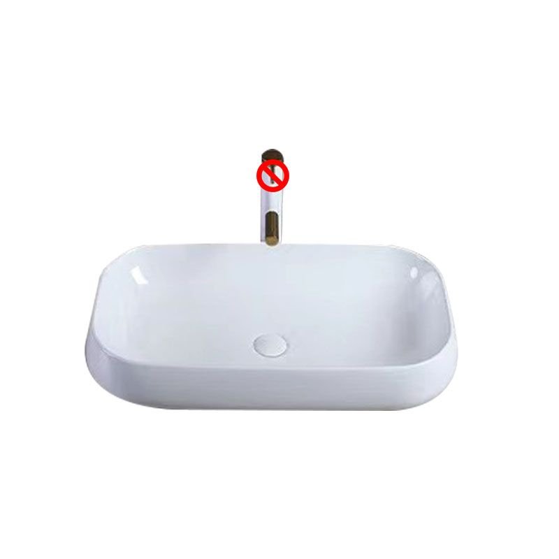 Contemporary Style Trough Bathroom Sink in Porcelain - Oval Shape, 28"L x 17"W x 6"H (Faucets Not Included)