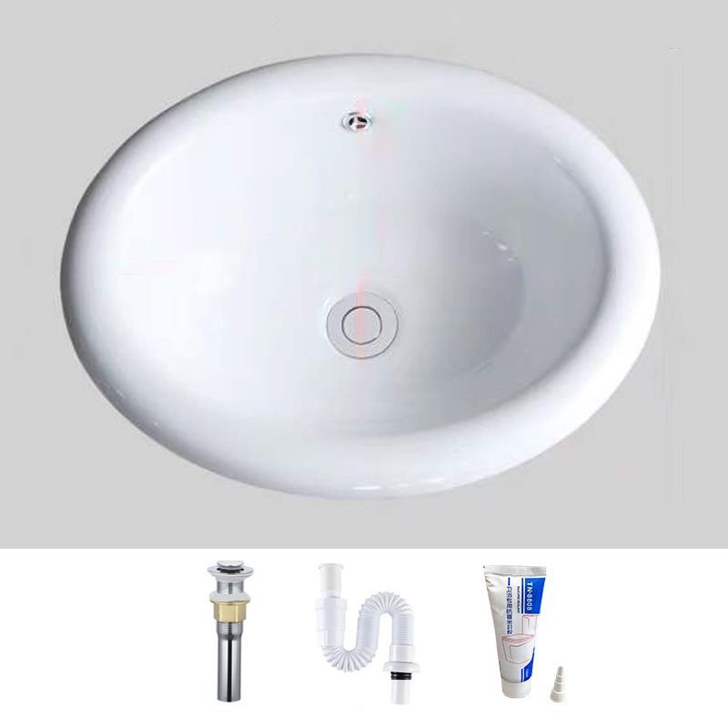 Modern Bathroom Sink with Oval-Shape Porcelain Drop-in Design and Pop-Up Drain - Dimensions 20"L x 17"W x 8"H.