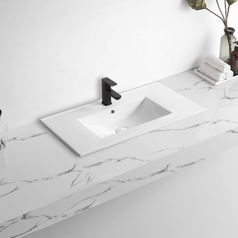 Modern Drop-in Bathroom Sink Rectangular Porcelain Basin Sink(Not Included Faucet) - 32"L x 18"W x 6"H