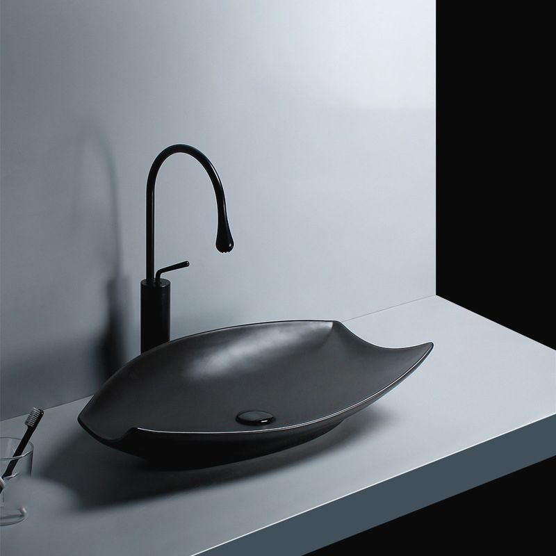 Black Modern Vessel Bathroom Sink Specialty with Vessel Sink Basin (Faucet Not Included)