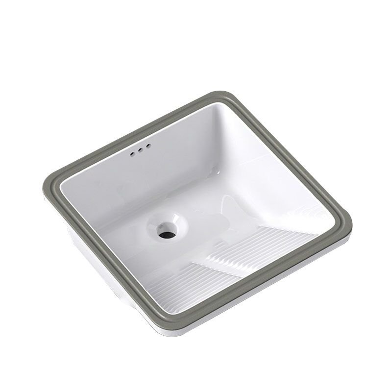Rectangular Porcelain Modern Bathroom Sink - Dimensions: 19"L x 18"W x 9"H (Faucets not Included)