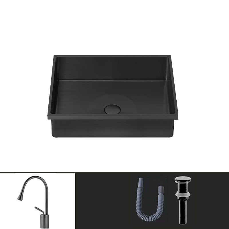 Black Gooseneck Faucet Stainless Steel Drop-in Rectangular Bathroom Sink with Shut-Off Valve